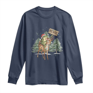 Resist Portland Frog Protest Christmas Long Sleeve Shirt Funny Holiday Meme Gift Idea TS12 Navy Print Your Wear
