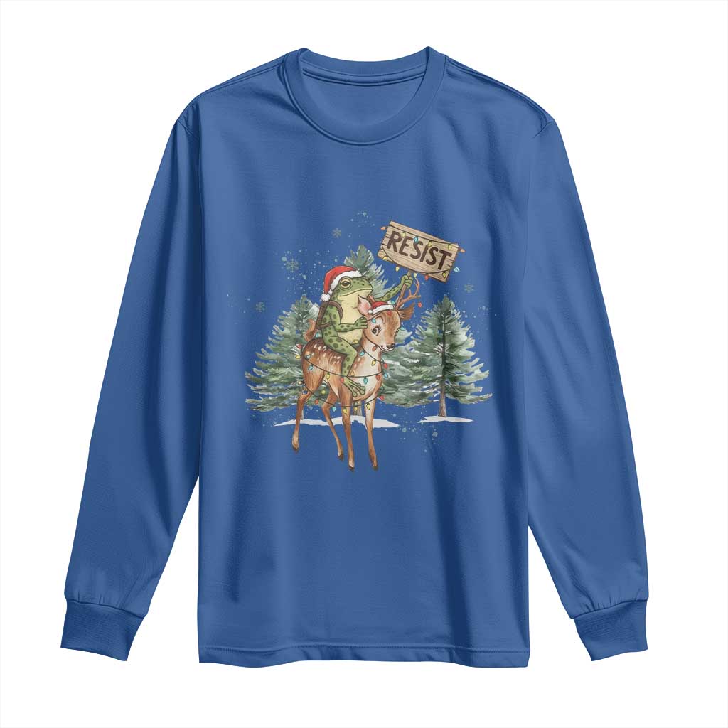 Resist Portland Frog Protest Christmas Long Sleeve Shirt Funny Holiday Meme Gift Idea TS12 Royal Blue Print Your Wear