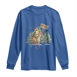 Resist Portland Frog Protest Christmas Long Sleeve Shirt Funny Holiday Meme Gift Idea TS12 Royal Blue Print Your Wear