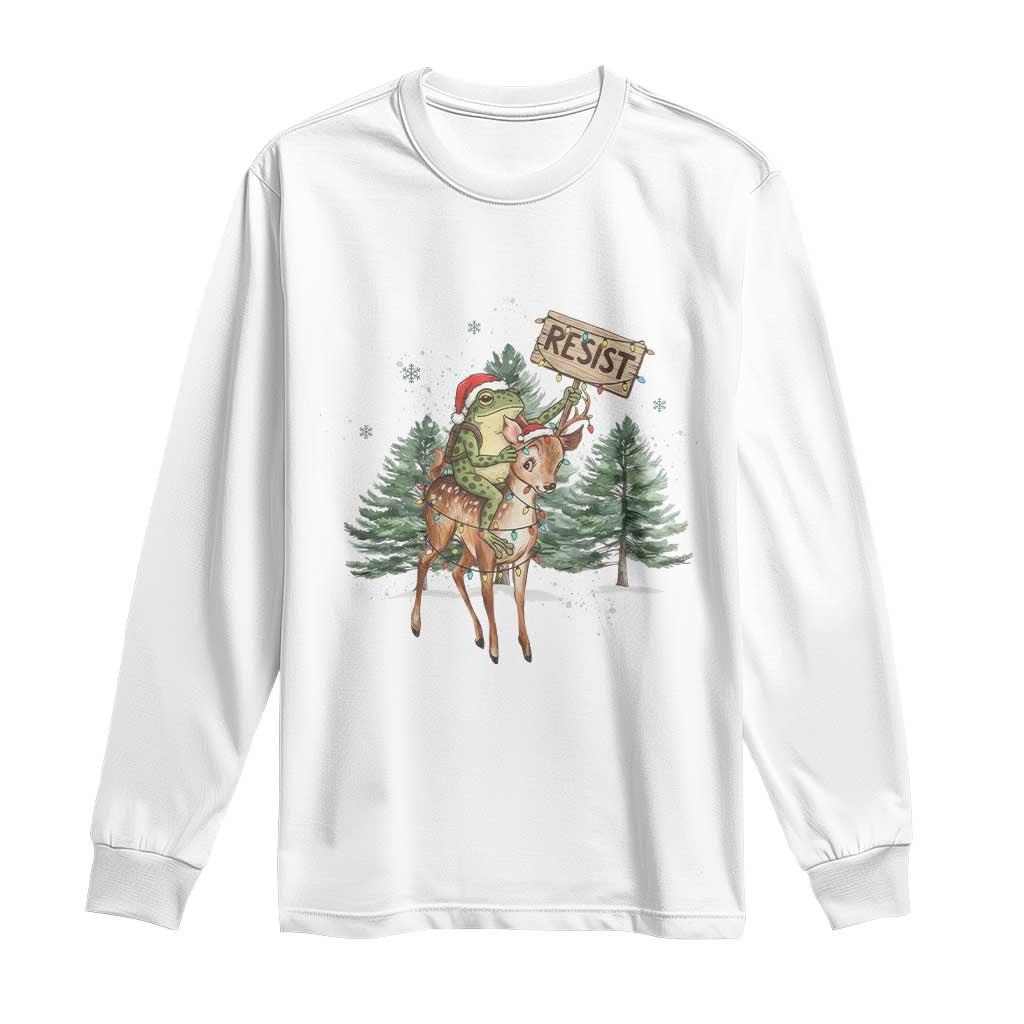 Resist Portland Frog Protest Christmas Long Sleeve Shirt Funny Holiday Meme Gift Idea TS12 White Print Your Wear