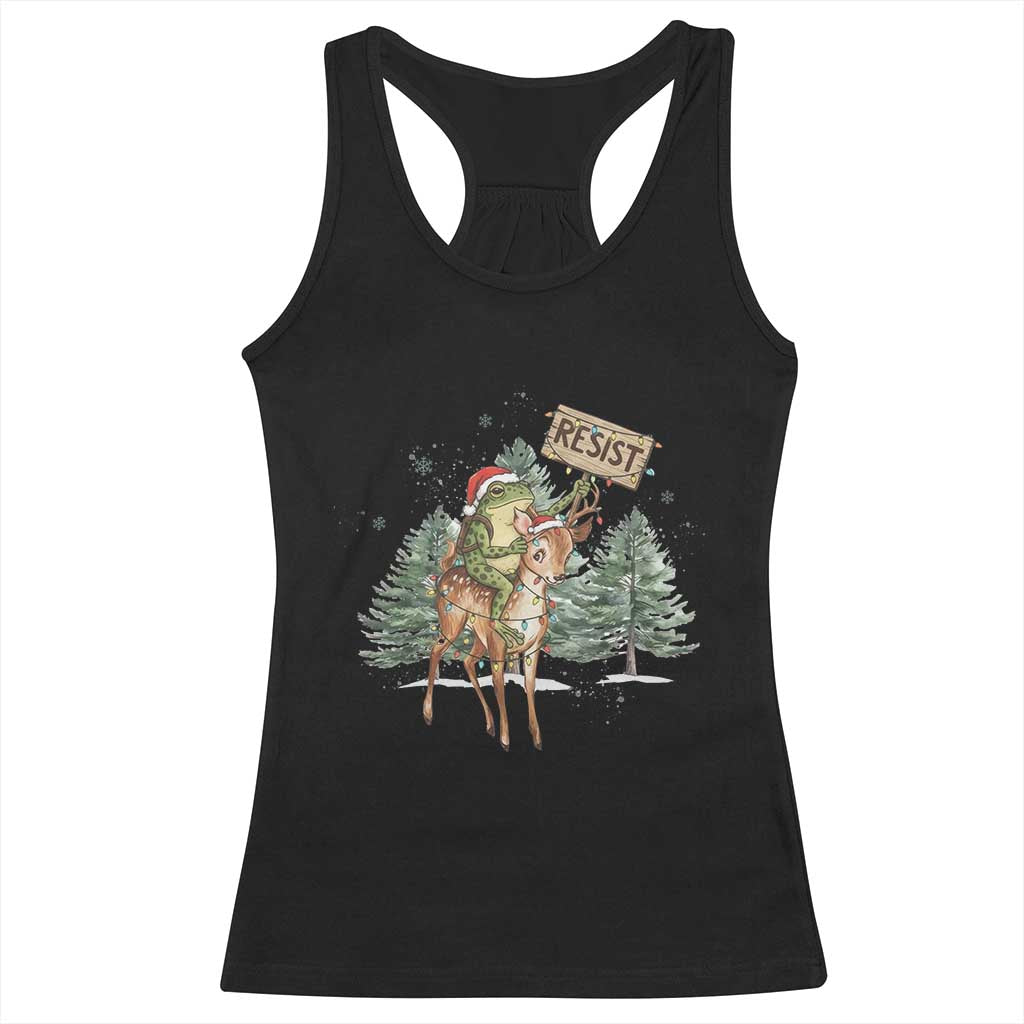 Resist Portland Frog Protest Christmas Racerback Tank Top Funny Holiday Meme Gift Idea - Print Your Wear
