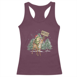 Resist Portland Frog Protest Christmas Racerback Tank Top Funny Holiday Meme Gift Idea TS12 Maroon Print Your Wear