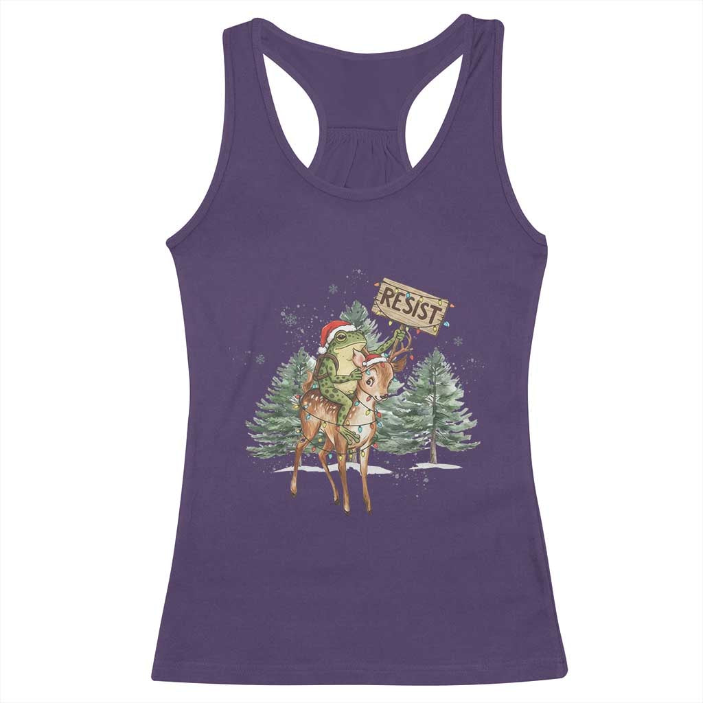 Resist Portland Frog Protest Christmas Racerback Tank Top Funny Holiday Meme Gift Idea TS12 Purple Print Your Wear