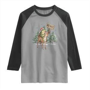 Resist Portland Frog Protest Christmas Raglan Shirt Funny Holiday Meme Gift Idea - Print Your Wear