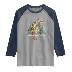Resist Portland Frog Protest Christmas Raglan Shirt Funny Holiday Meme Gift Idea TS12 Sport Gray Navy Print Your Wear