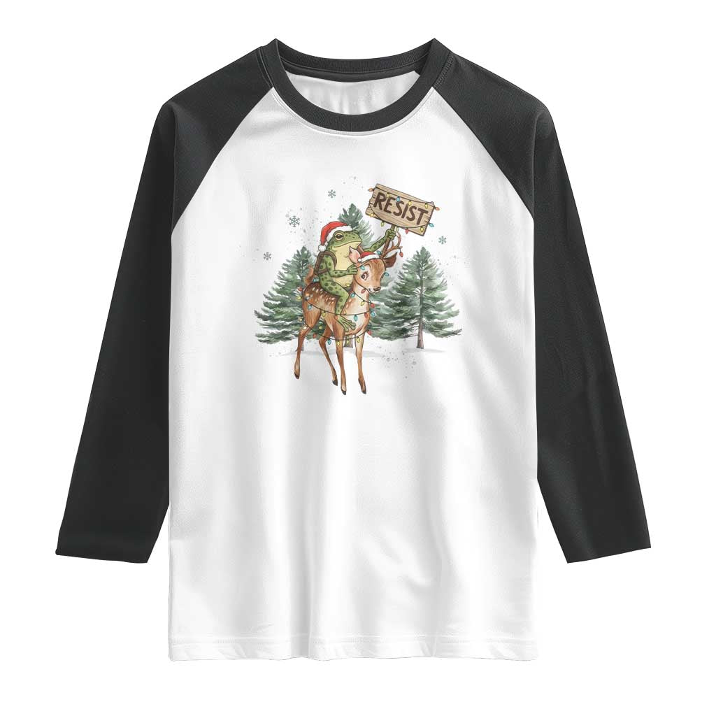 Resist Portland Frog Protest Christmas Raglan Shirt Funny Holiday Meme Gift Idea - Print Your Wear