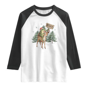 Resist Portland Frog Protest Christmas Raglan Shirt Funny Holiday Meme Gift Idea - Print Your Wear