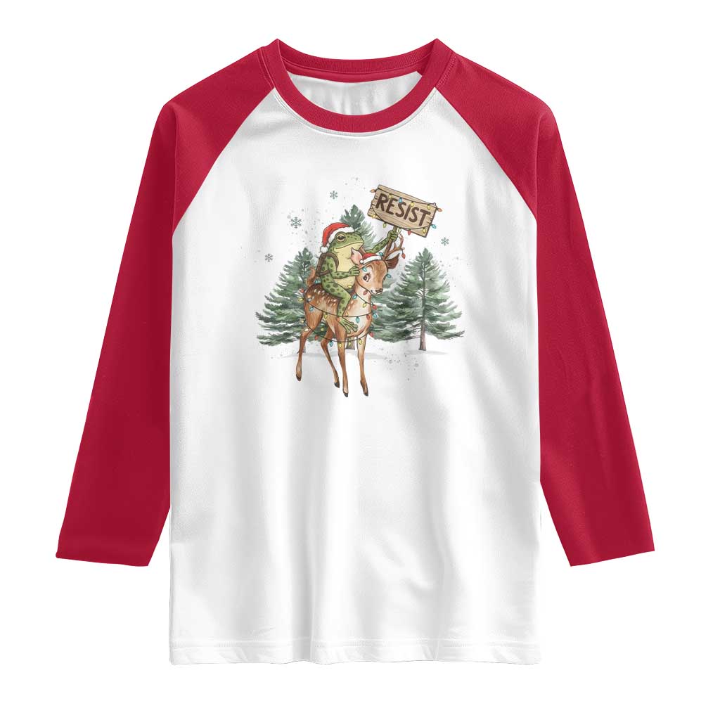 Resist Portland Frog Protest Christmas Raglan Shirt Funny Holiday Meme Gift Idea TS12 White Red Print Your Wear