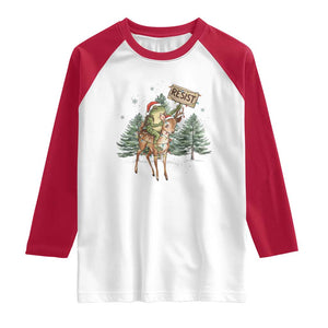 Resist Portland Frog Protest Christmas Raglan Shirt Funny Holiday Meme Gift Idea - Print Your Wear