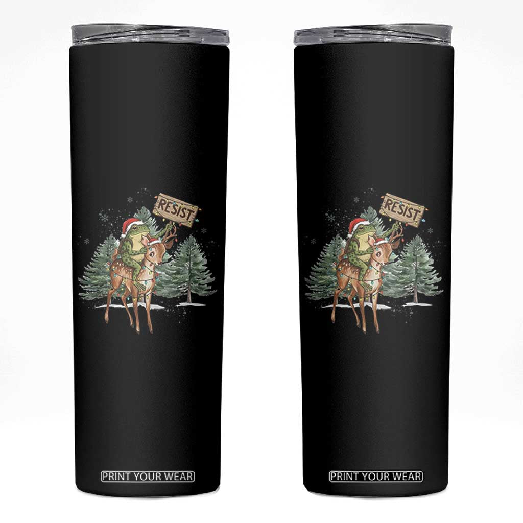 Resist Portland Frog Protest Christmas Skinny Tumbler Funny Holiday Meme Gift Idea TS12 Black Print Your Wear