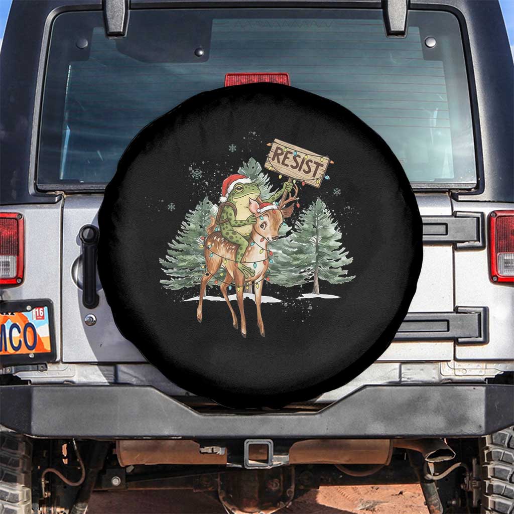Resist Portland Frog Protest Christmas Spare Tire Cover Funny Holiday Meme Gift Idea TS12 No hole Black Print Your Wear
