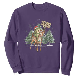 Resist Portland Frog Protest Christmas Sweatshirt Funny Holiday Meme Gift Idea TS12 Purple Print Your Wear
