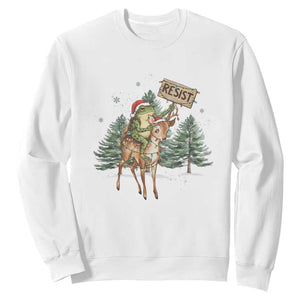 Resist Portland Frog Protest Christmas Sweatshirt Funny Holiday Meme Gift Idea TS12 White Print Your Wear