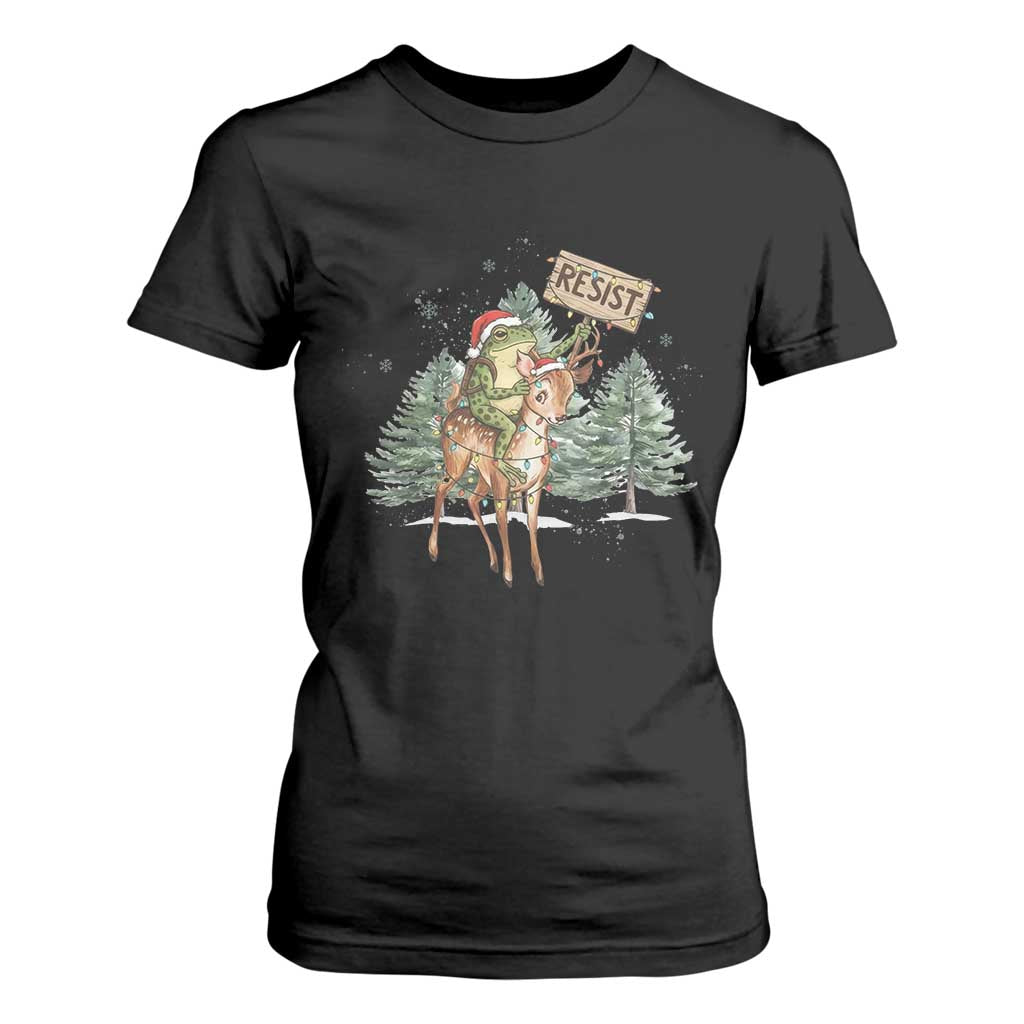 Resist Portland Frog Protest Christmas T Shirt For Women Funny Holiday Meme Gift Idea TS12 Black Print Your Wear