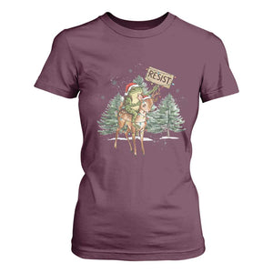 Resist Portland Frog Protest Christmas T Shirt For Women Funny Holiday Meme Gift Idea TS12 Maroon Print Your Wear