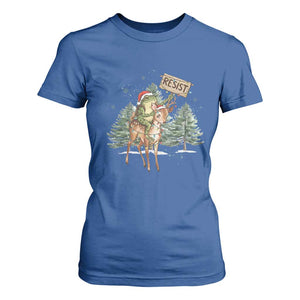 Resist Portland Frog Protest Christmas T Shirt For Women Funny Holiday Meme Gift Idea TS12 Royal Blue Print Your Wear