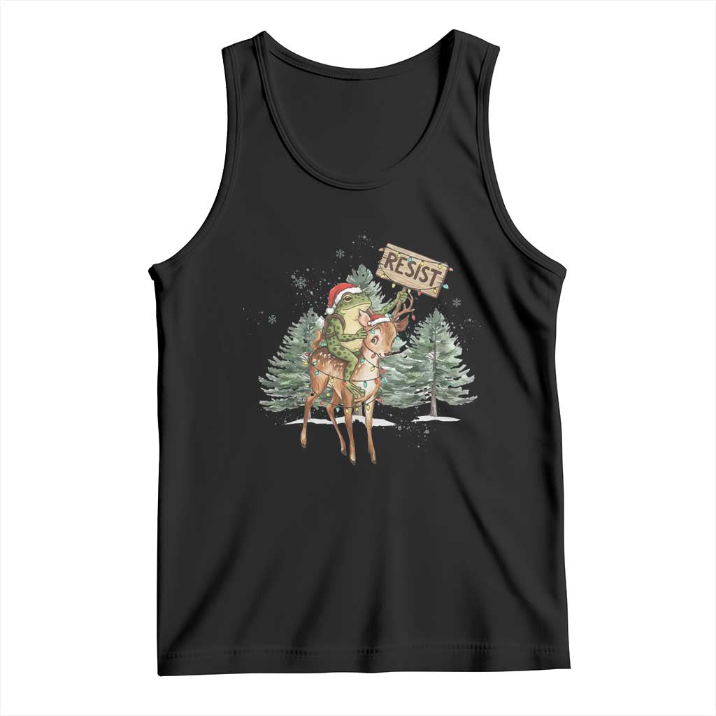 Resist Portland Frog Protest Christmas Tank Top Funny Holiday Meme Gift Idea TS12 Black Print Your Wear