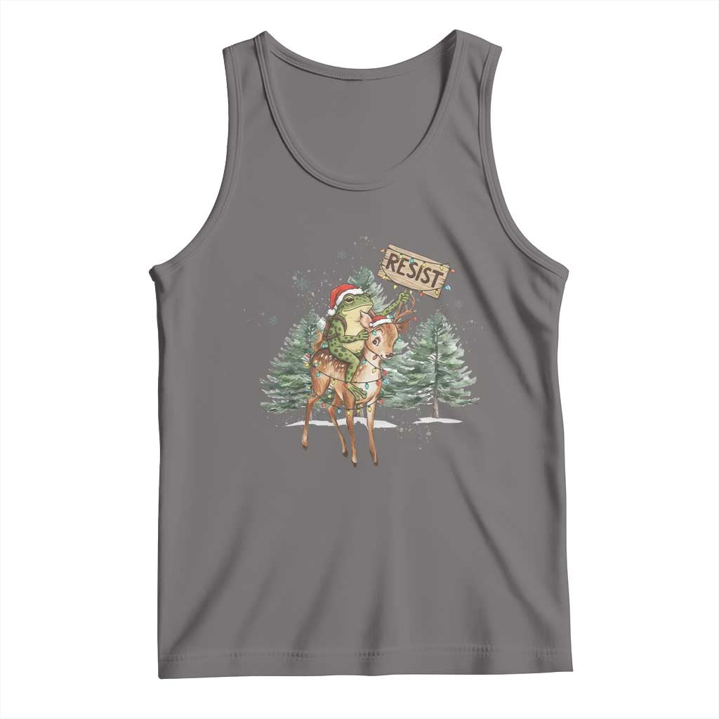 Resist Portland Frog Protest Christmas Tank Top Funny Holiday Meme Gift Idea TS12 Deep Heather Print Your Wear