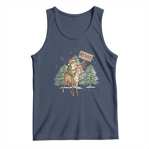 Resist Portland Frog Protest Christmas Tank Top Funny Holiday Meme Gift Idea TS12 Navy Print Your Wear