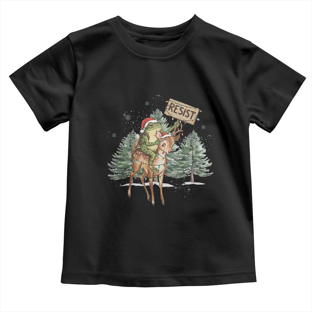 Resist Portland Frog Protest Christmas Toddler T Shirt Funny Holiday Meme Gift Idea - Print Your Wear