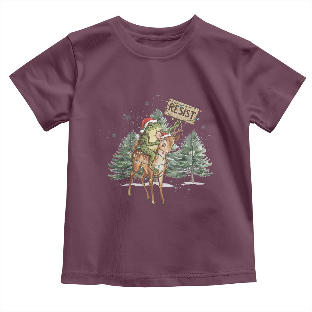 Resist Portland Frog Protest Christmas Toddler T Shirt Funny Holiday Meme Gift Idea TS12 Maroon Print Your Wear