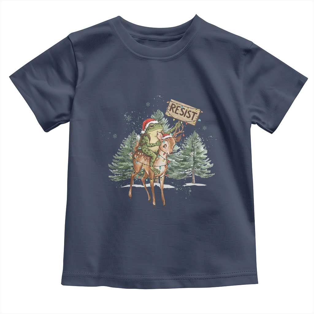 Resist Portland Frog Protest Christmas Toddler T Shirt Funny Holiday Meme Gift Idea TS12 Navy Print Your Wear