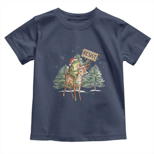 Resist Portland Frog Protest Christmas Toddler T Shirt Funny Holiday Meme Gift Idea TS12 Navy Print Your Wear
