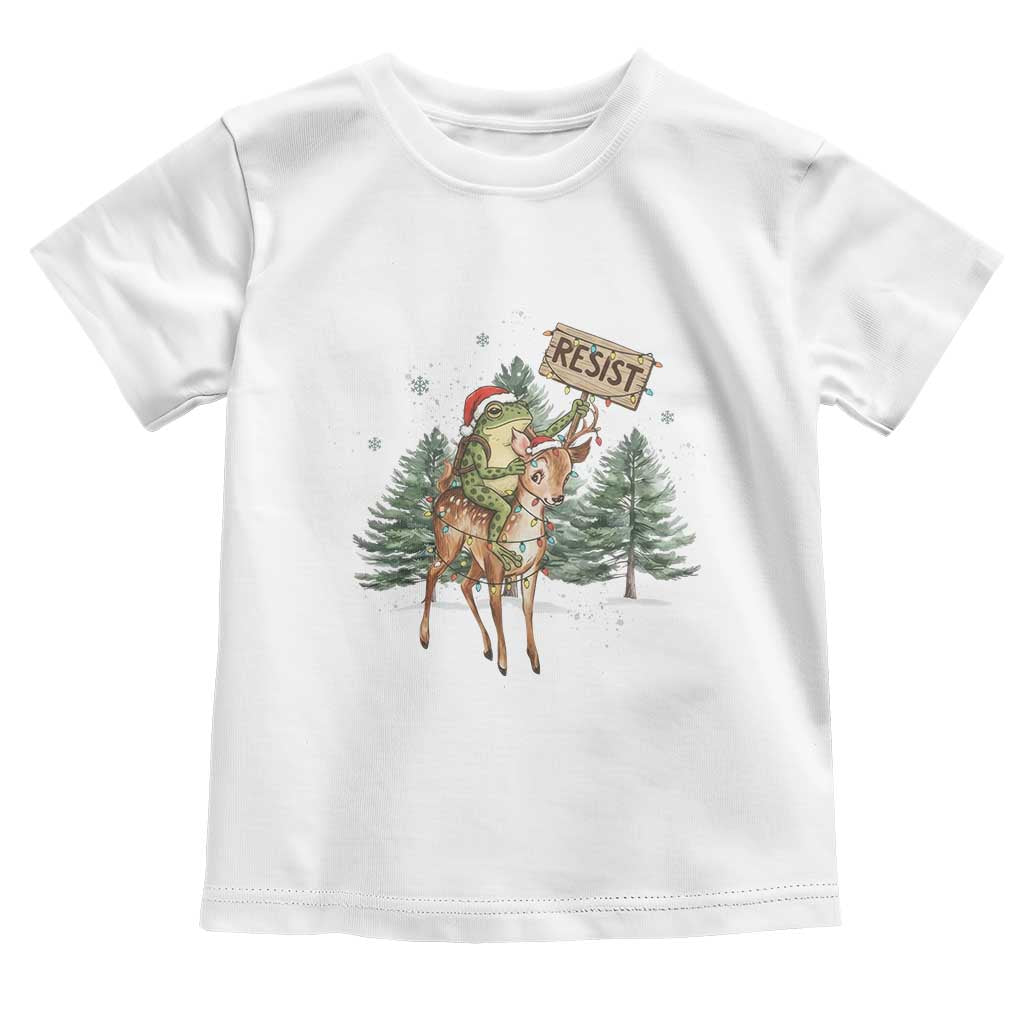 Resist Portland Frog Protest Christmas Toddler T Shirt Funny Holiday Meme Gift Idea TS12 White Print Your Wear