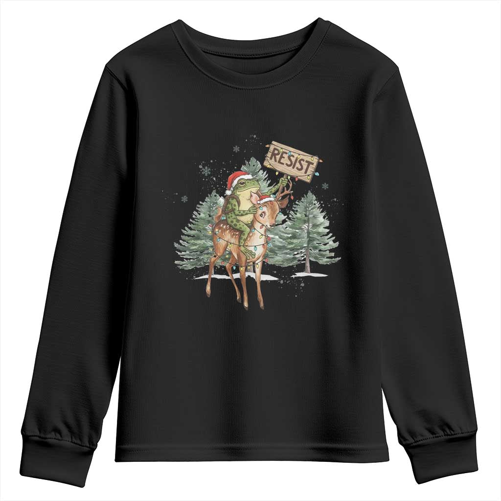 Resist Portland Frog Protest Christmas Youth Sweatshirt Funny Holiday Meme Gift Idea - Print Your Wear