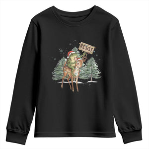 Resist Portland Frog Protest Christmas Youth Sweatshirt Funny Holiday Meme Gift Idea TS12 Black Print Your Wear