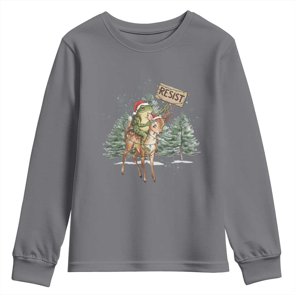 Resist Portland Frog Protest Christmas Youth Sweatshirt Funny Holiday Meme Gift Idea TS12 Charcoal Print Your Wear