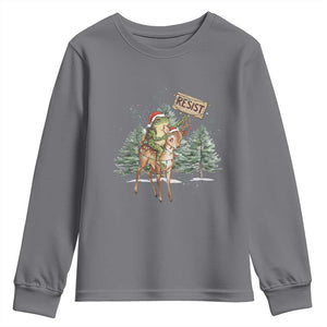 Resist Portland Frog Protest Christmas Youth Sweatshirt Funny Holiday Meme Gift Idea TS12 Charcoal Print Your Wear