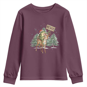 Resist Portland Frog Protest Christmas Youth Sweatshirt Funny Holiday Meme Gift Idea TS12 Maroon Print Your Wear