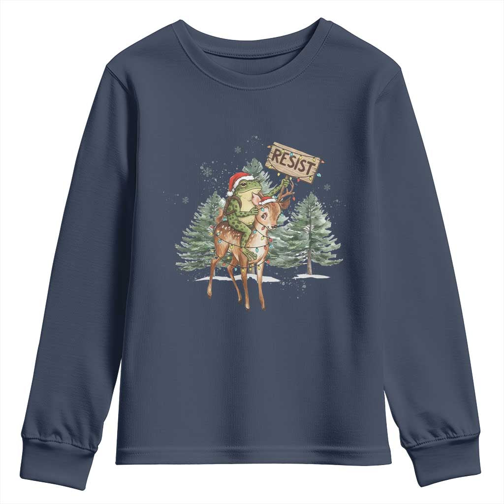 Resist Portland Frog Protest Christmas Youth Sweatshirt Funny Holiday Meme Gift Idea TS12 Navy Print Your Wear