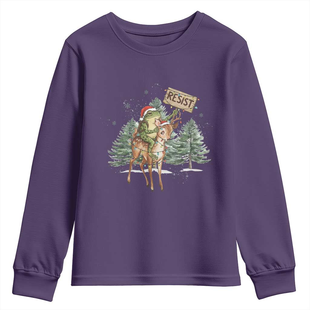Resist Portland Frog Protest Christmas Youth Sweatshirt Funny Holiday Meme Gift Idea TS12 Purple Print Your Wear