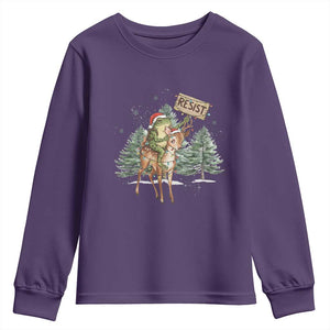 Resist Portland Frog Protest Christmas Youth Sweatshirt Funny Holiday Meme Gift Idea TS12 Purple Print Your Wear