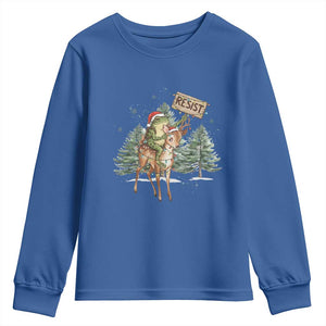 Resist Portland Frog Protest Christmas Youth Sweatshirt Funny Holiday Meme Gift Idea TS12 Royal Blue Print Your Wear