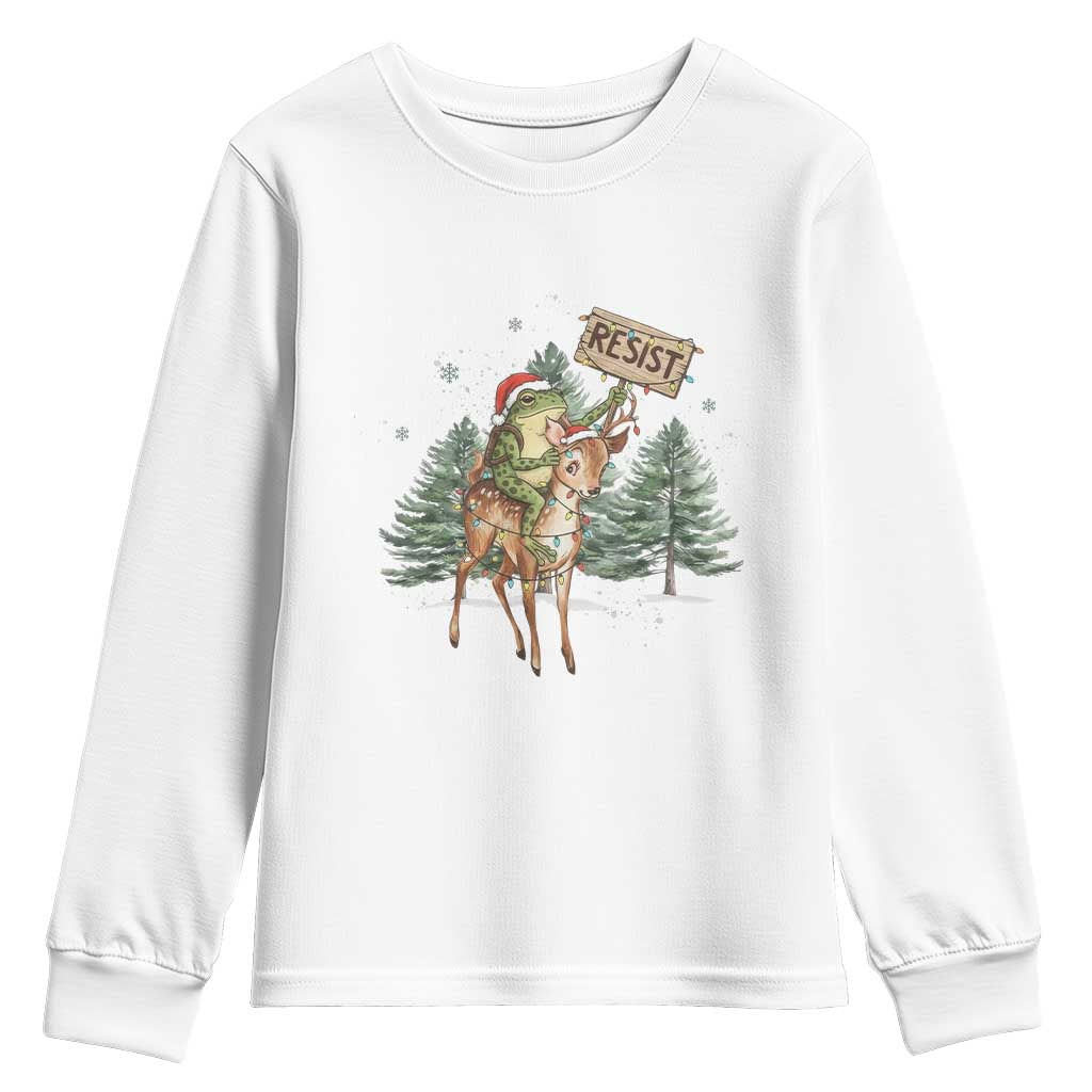 Resist Portland Frog Protest Christmas Youth Sweatshirt Funny Holiday Meme Gift Idea TS12 White Print Your Wear