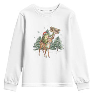 Resist Portland Frog Protest Christmas Youth Sweatshirt Funny Holiday Meme Gift Idea TS12 White Print Your Wear