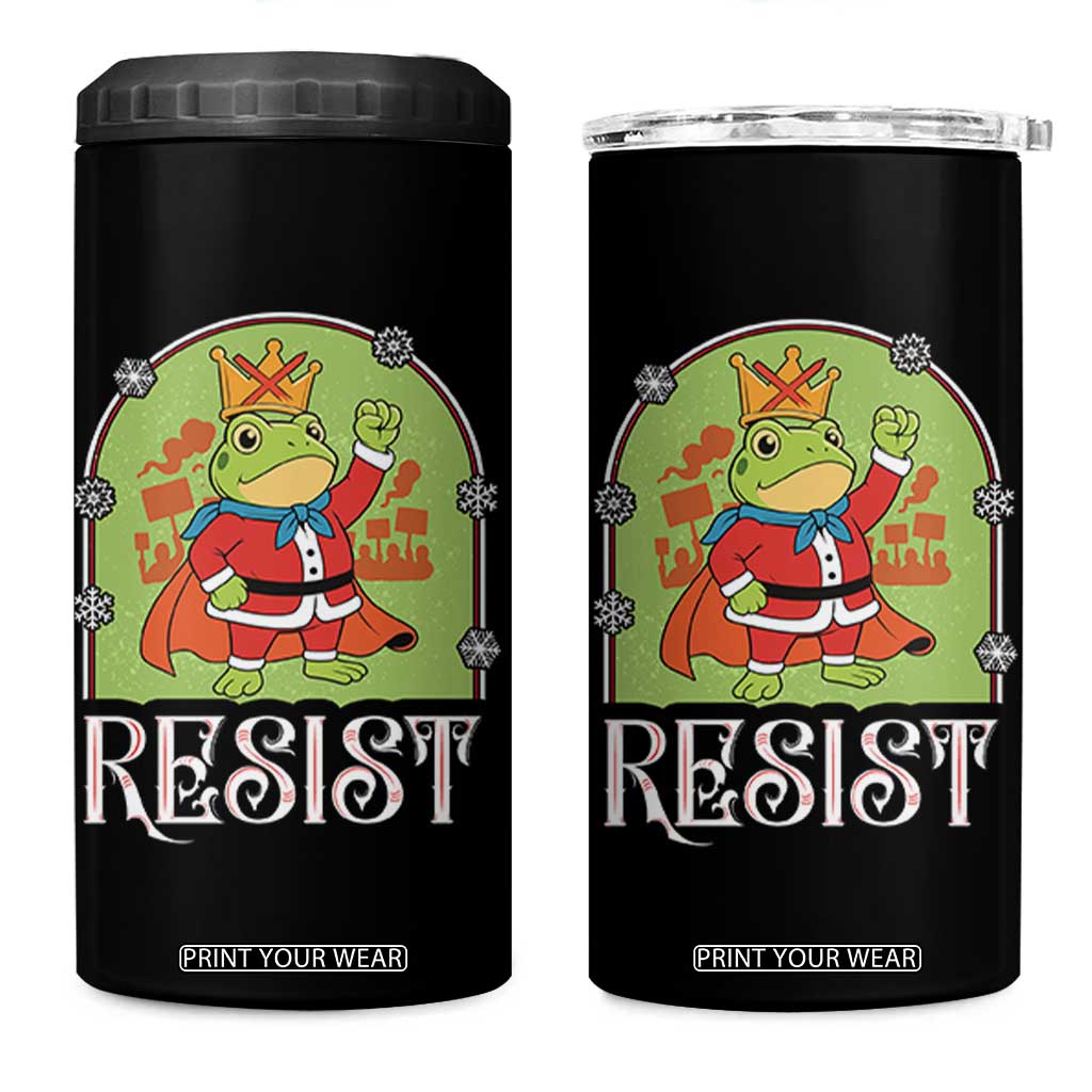 Resist Portland Frog Protest 4 in 1 Can Cooler Tumbler Funny No Kings Christmas Gift - Print Your Wear