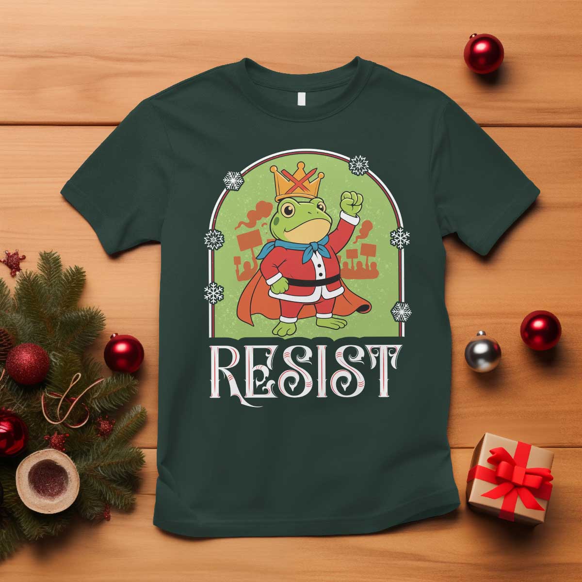 Resist Portland Frog Protest T Shirt Funny No Kings Christmas Gift TS12 Dark Forest Green Print Your Wear
