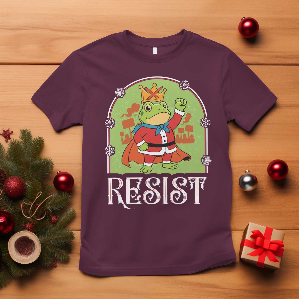 Resist Portland Frog Protest T Shirt Funny No Kings Christmas Gift TS12 Maroon Print Your Wear