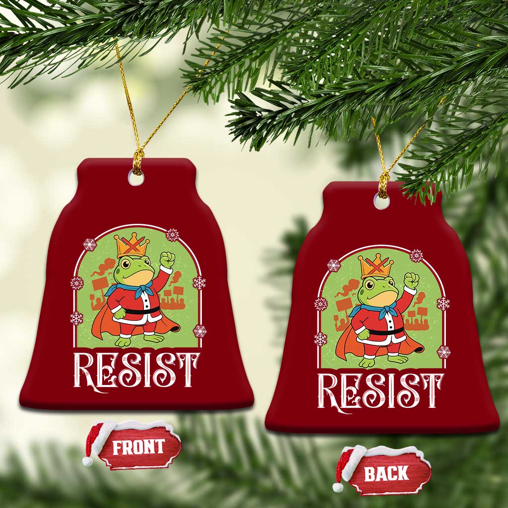 Resist Portland Frog Protest Ceramic Ornament Funny No Kings Xmas Gift - Print Your Wear
