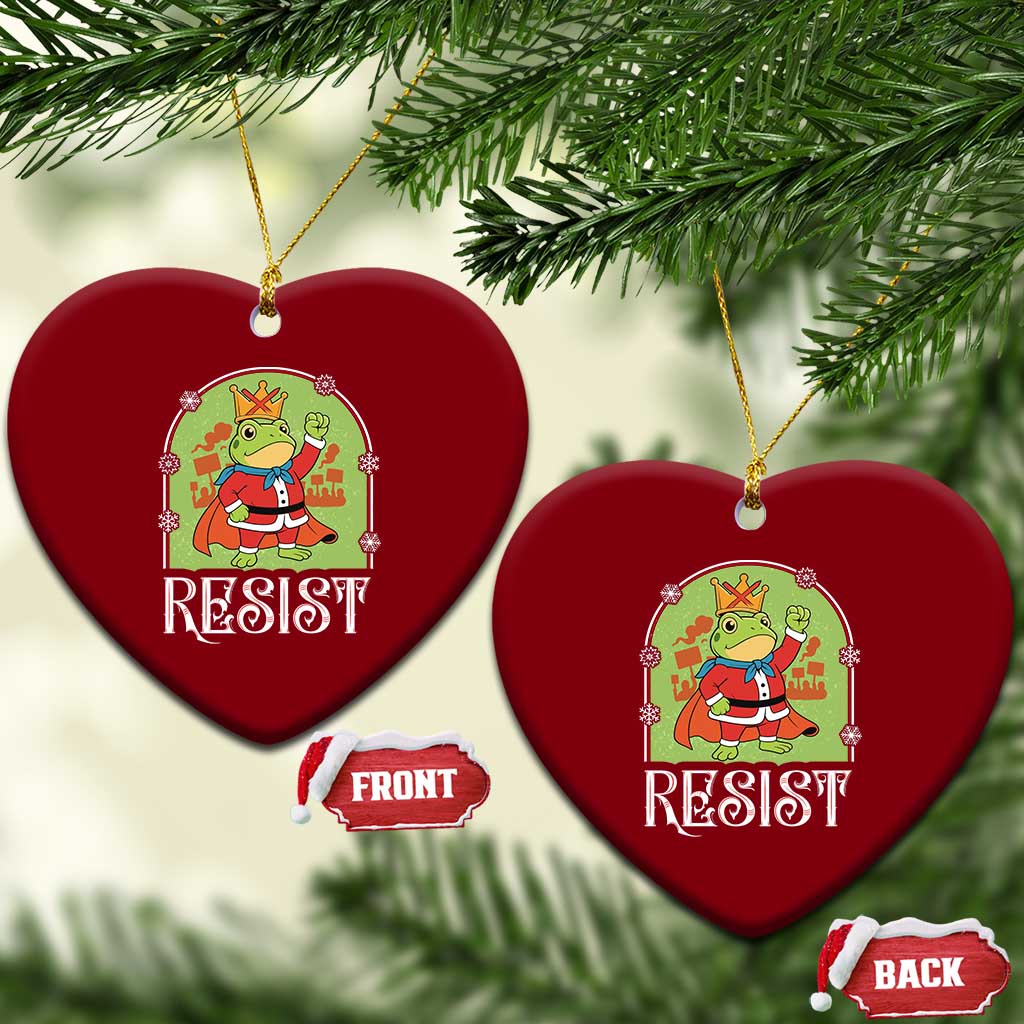 Resist Portland Frog Protest Ceramic Ornament Funny No Kings Xmas Gift - Print Your Wear