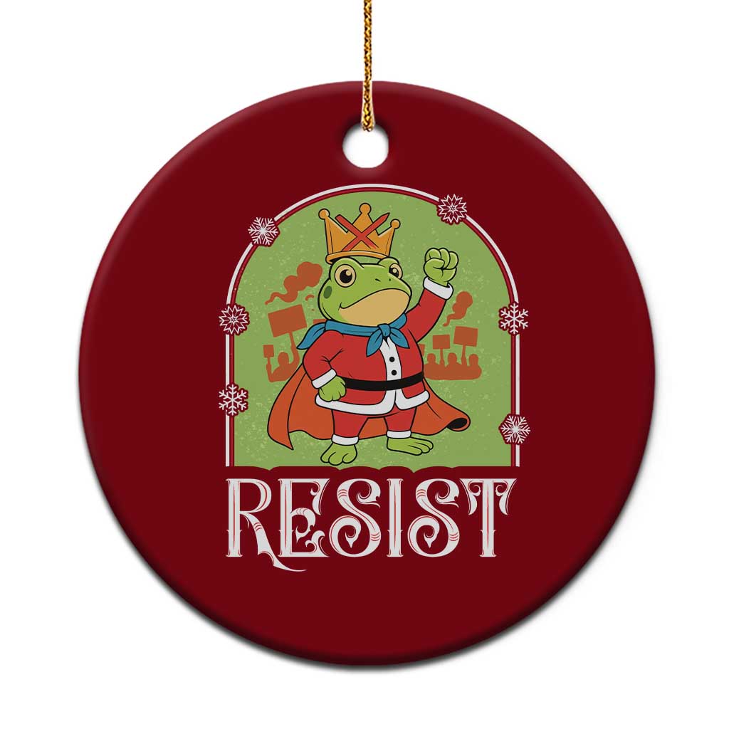 Resist Portland Frog Protest Ceramic Ornament Funny No Kings Xmas Gift - Print Your Wear