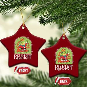 Resist Portland Frog Protest Ceramic Ornament Funny No Kings Xmas Gift - Print Your Wear