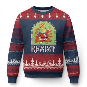 Resist Portland Frog Protest Ugly Christmas Sweater Funny No Kings Xmas Gift - Print Your Wear