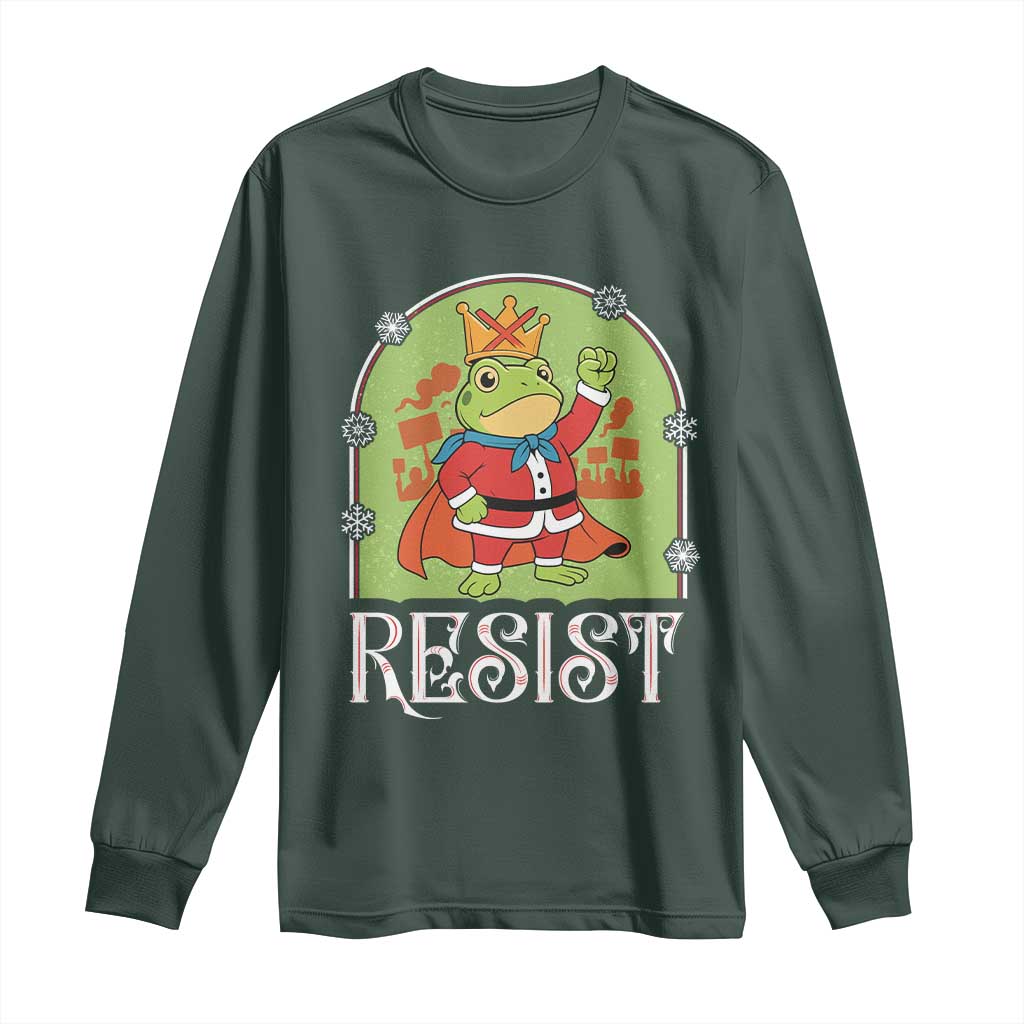 Resist Portland Frog Protest Long Sleeve Shirt Funny No Kings Christmas Gift TS12 Dark Forest Green Print Your Wear