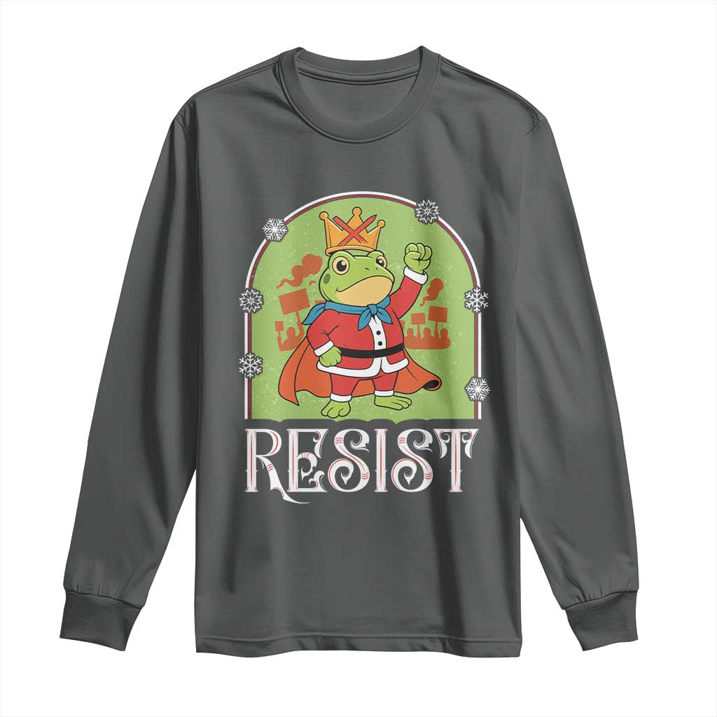 Resist Portland Frog Protest Long Sleeve Shirt Funny No Kings Christmas Gift TS12 Dark Heather Print Your Wear