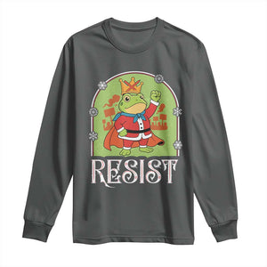 Resist Portland Frog Protest Long Sleeve Shirt Funny No Kings Christmas Gift TS12 Dark Heather Print Your Wear